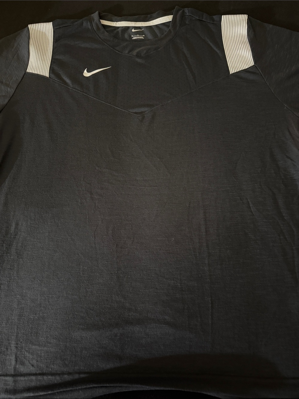 Nike smoke gray Short-Sleeve Athletic Tee with White Shoulder Panels